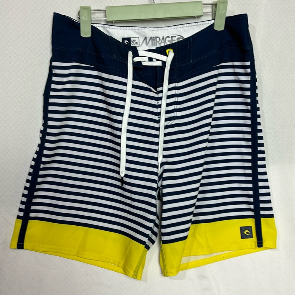 RipCurl Mirage Brash Stripe 19" BoardShorts Blue/YELLOW CBO7XB 30